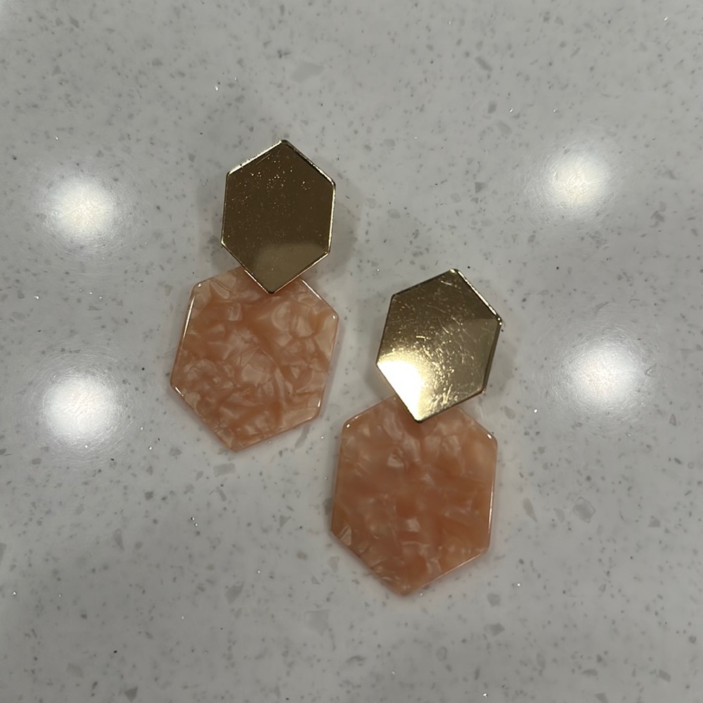 Pink and Gold Geometric Earrings
